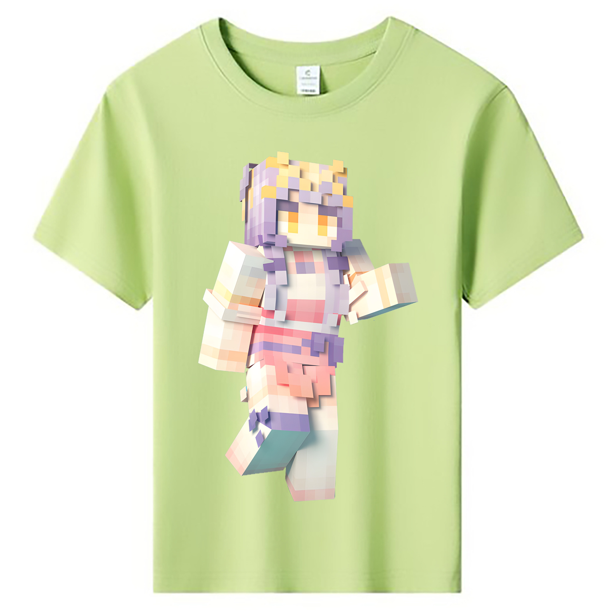 （画像用） マインクラフト ブロックの世界 Minecraft MC Block world 綿100％キッズTシャツ（フロントプリント）